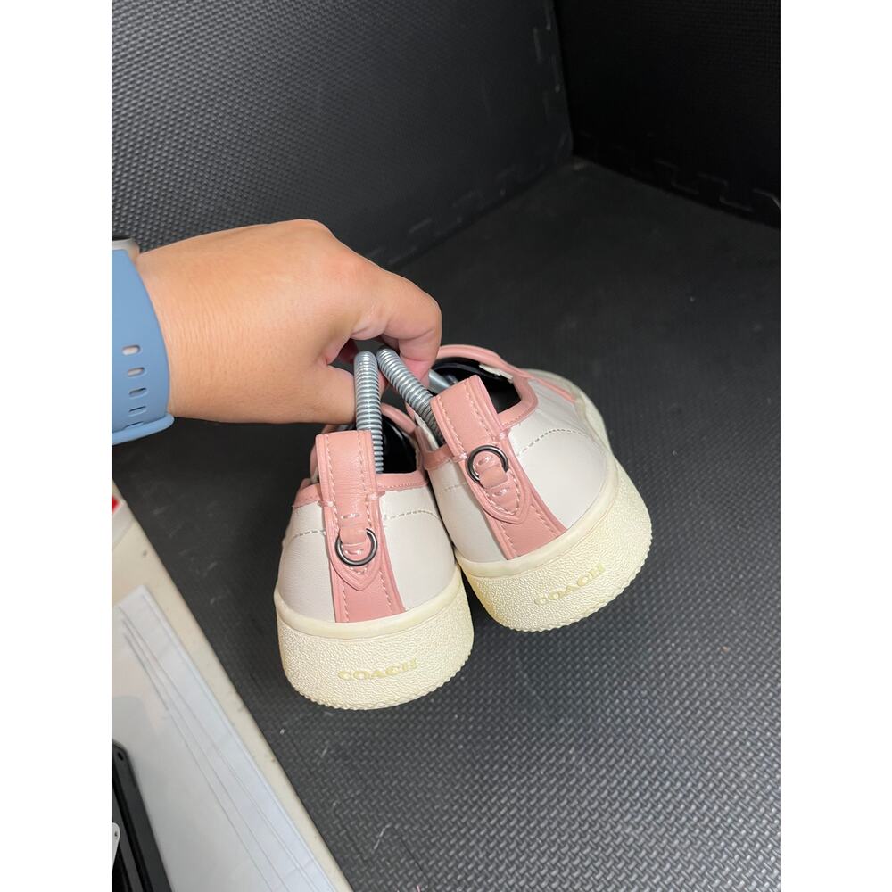 COACH Women's Slip On Sneaker Loafer‎ White Pink Petal Trim Size 10 Leather - Picture 6 of 8